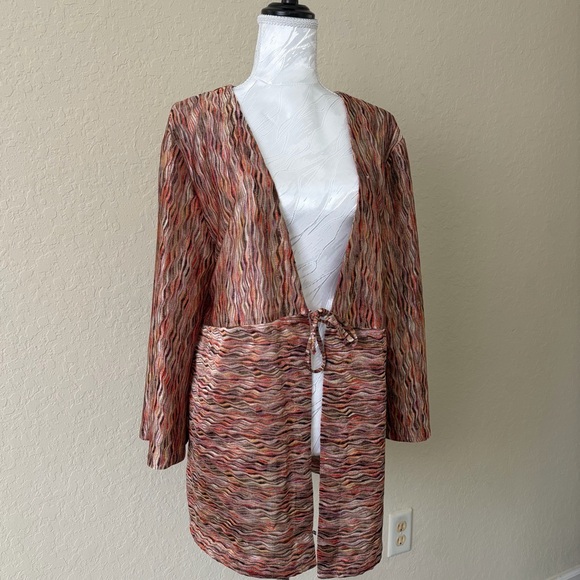 Chico's Jackets & Blazers - Chico’s Multicolor Zigzag Space Dye Tie Front Cardigan‎ Size 3 XL